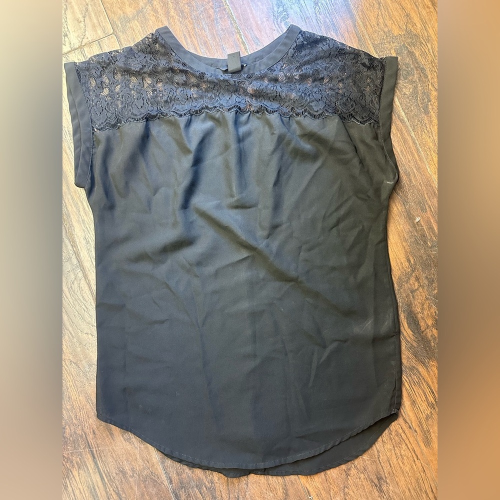 H&M Black Lace Detail Blouse